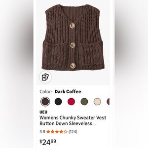 UEU Brown Chunky Knit Button-Front Vest